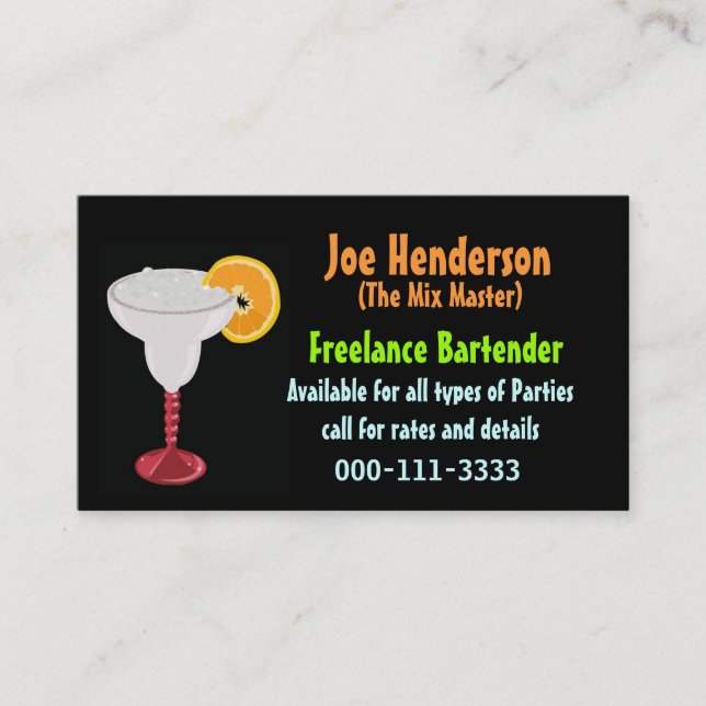 Colorful Bartender Business Card (Front)