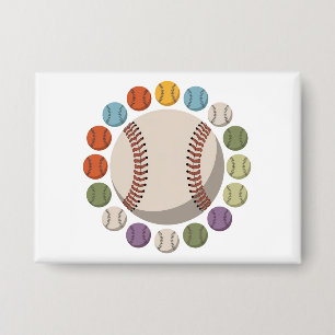 Colorful Baseball Circle Button