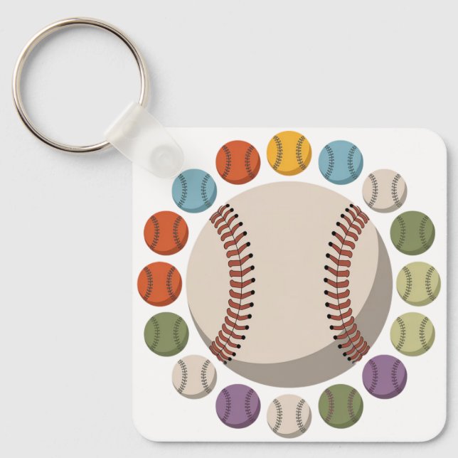  Colorful Baseball Circle Keychain (Front)