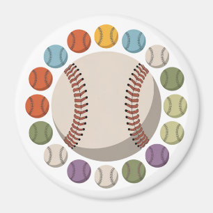Colorful Baseball Circle Magnet