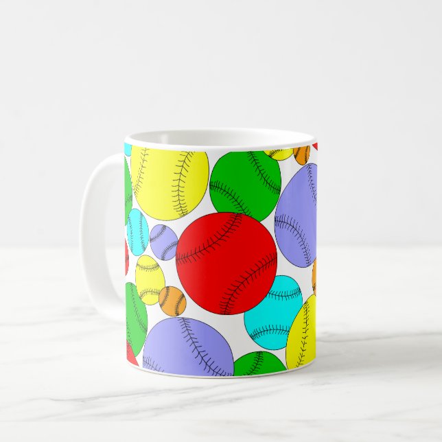Colorful Baseball Pattern Coffee Mug (Front Left)