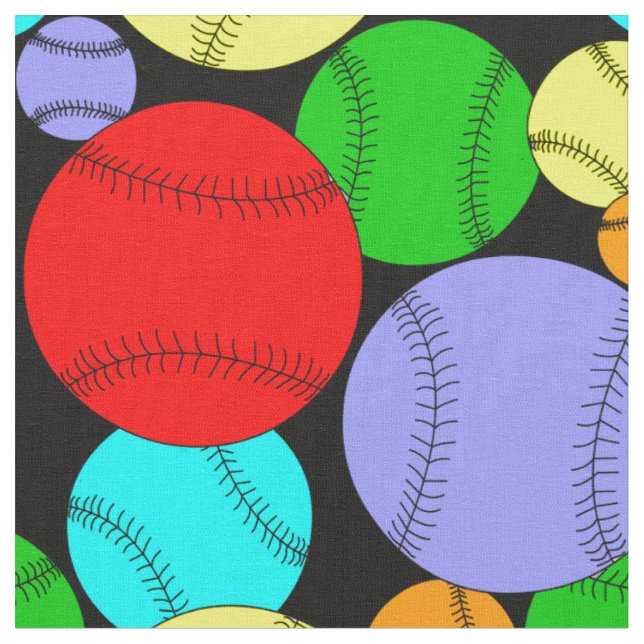Colorful Baseball Pattern  Fabric (Close Up)