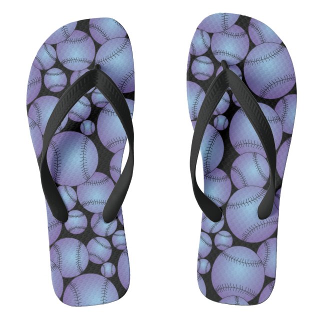 Colorful Baseballs Flip Flops (Footbed)