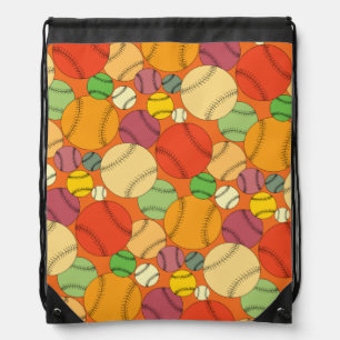 Colorful Baseballs Pattern Drawstring Bag