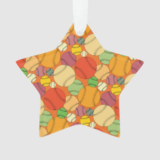 Colorful Baseballs Pattern Ornament