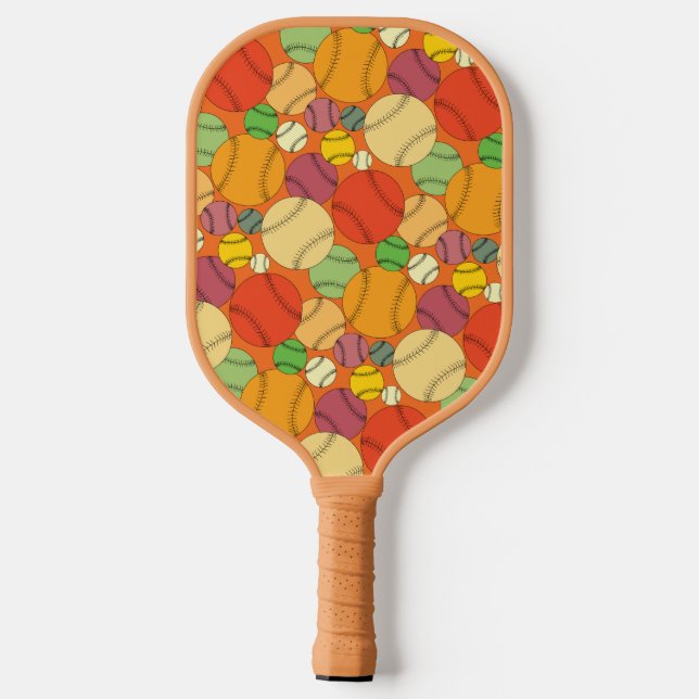 Colorful Baseballs Pattern Pickleball Paddle (Back)