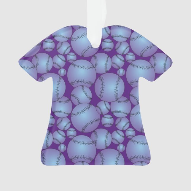 Colorful Baseballs Pattern Purple Ornament (Front)