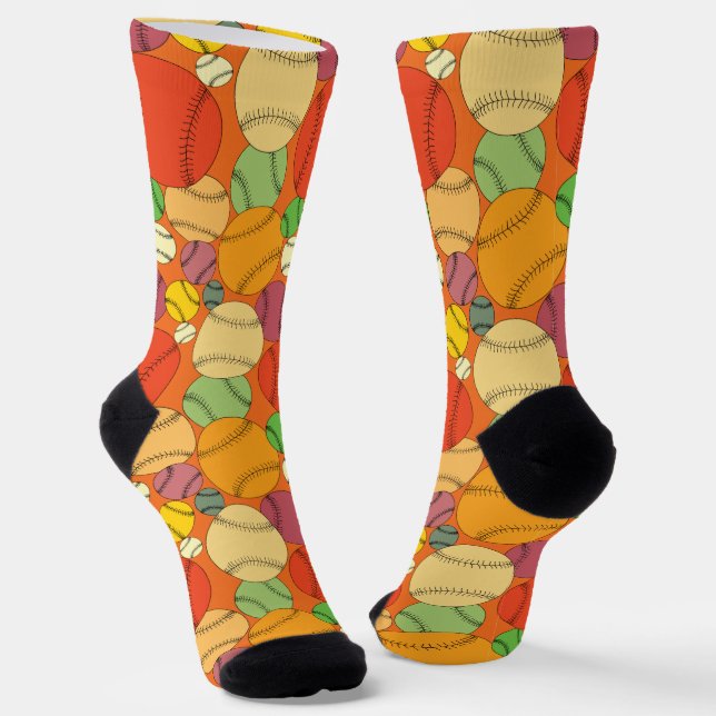 Colorful Baseballs Pattern Socks (Angled)