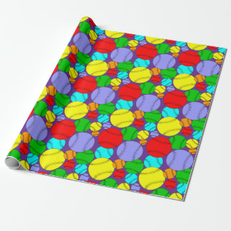 Colorful Baseballs Pattern Wrapping Paper