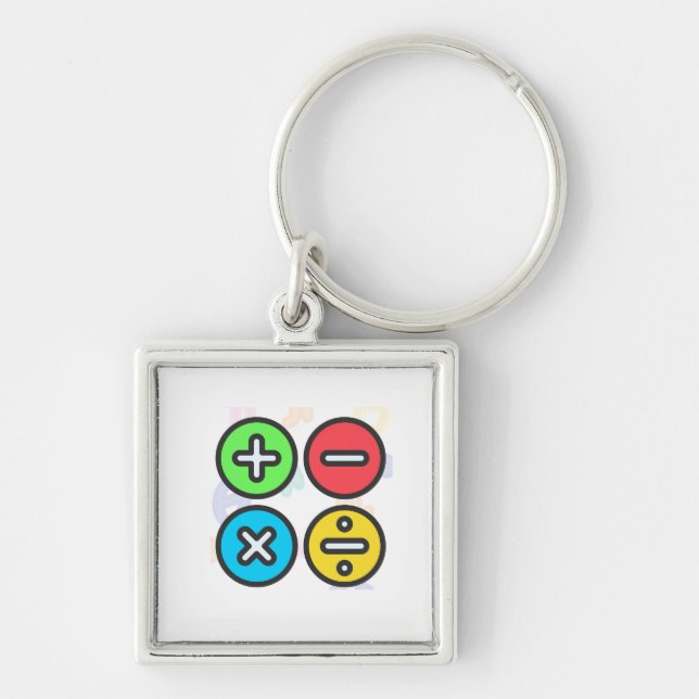 Colorful Basic Math Symbols Illustration" Keychain (Front)