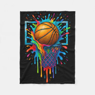 Colorful Basketball Color Splash Hoop Net Slam Dun Fleece Blanket