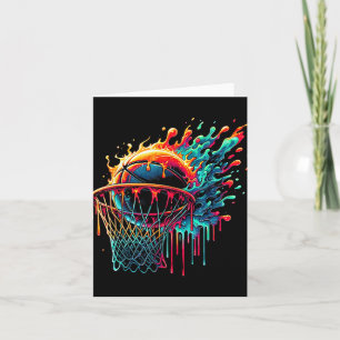 Colorful Basketball Dripping Color Splash Hoop Net Card