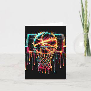 Colorful Basketball Dripping Color Splash Hoop Net Card