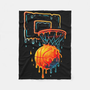 Colorful Basketball Dripping Color Splash Hoop Net Fleece Blanket