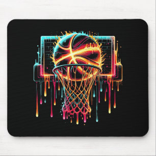 Colorful Basketball Dripping Color Splash Hoop Net Mouse Pad