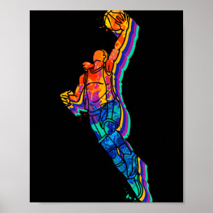 Colorful Basketball Dunk Abstract Sports Art Tank Poster