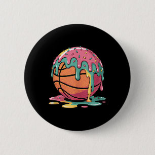 Colorful Basketball Ice Cream Drip Melting Ice Cre Button