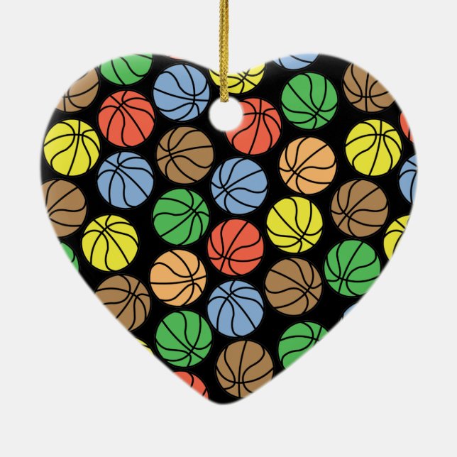 Colorful Basketball Pattern Ceramic Ornament (Back)