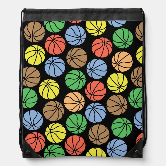 Colorful Basketball Pattern Drawstring Bag (Front)