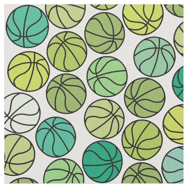 Colorful Basketball Pattern Fabric (Close Up)