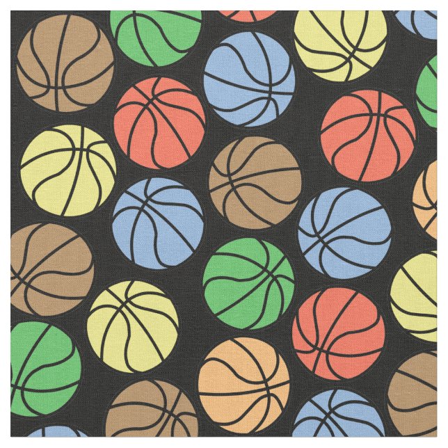 Colorful Basketball Pattern Fabric (Close Up)
