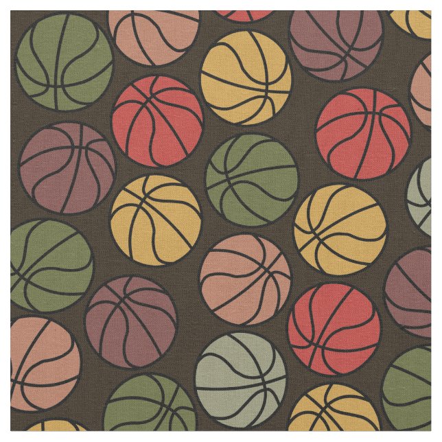 Colorful Basketball Pattern Fabric (Close Up)