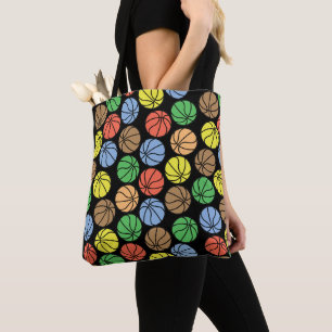 Colorful Basketball Pattern Tote Bag