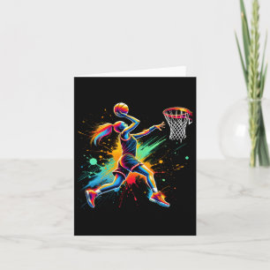 Colorful Basketball Player Girls Card
