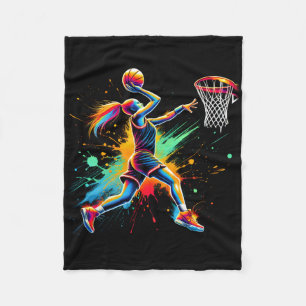 Colorful Basketball Player Girls Fleece Blanket