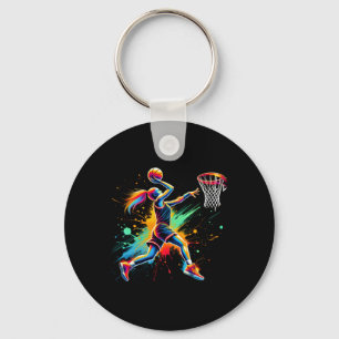 Colorful Basketball Player Girls Keychain