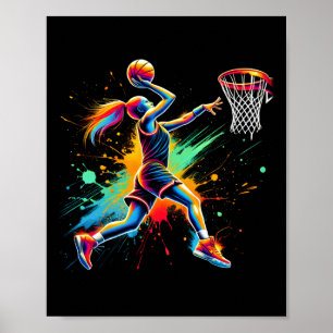 Colorful Basketball Player Girls Poster