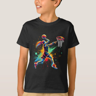 Colorful Basketball Player Girls  T-Shirt