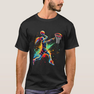 Colorful Basketball Player Girls  T-Shirt