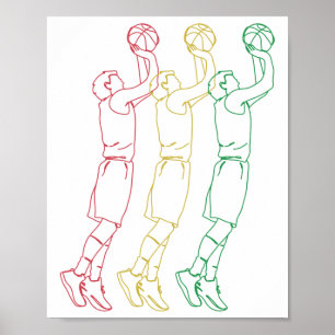 Colorful Basketball Player Line Art Sports Poster