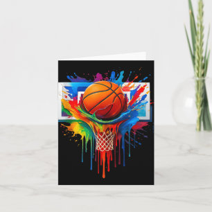 Colorful Basketball Rainbow Color Splash Hoop Net Card