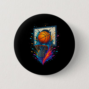 Colorful Basketball Slam Dunk Splash Hoop Backboar Button