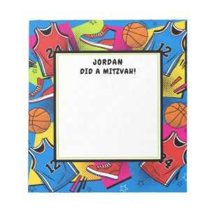 Colorful Basketball Sport Personalized Mitzvah Notepad