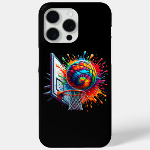 Colorful Basketball Tie Dye Color Basketball Hoop iPhone 15 Pro Max Case