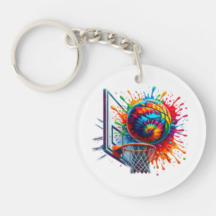 Colorful Basketball Tie Dye Color Basketball Hoop Keychain