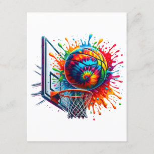 Colorful Basketball Tie Dye Color Splash Basketbal Enclosure Card