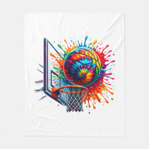 Colorful Basketball Tie Dye Color Splash Basketbal Fleece Blanket