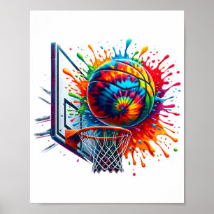Colorful Basketball Tie Dye Color Splash Basketbal Poster