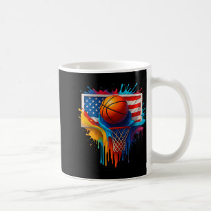 Colorful Basketball Tie Dye Color Splash Flag Usa  Coffee Mug