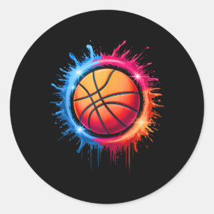 Colorful Basketball Tie Dye Color Splash Hoop Net Classic Round Sticker