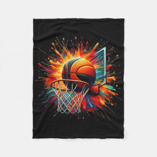Colorful Basketball Tie Dye Color Splash Hoop Net Fleece Blanket