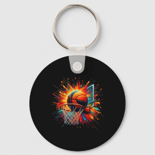 Colorful Basketball Tie Dye Color Splash Hoop Net Keychain