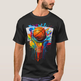 Colorful Basketball Tie Dye Color Splash Hoop Net T-Shirt