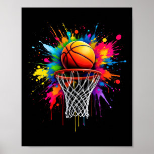 Colorful Basketball Tie Dye Color Splash Hoop Poster