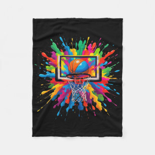 Colorful Basketball Tie Dye Hoop Net Slam Dunk Spl Fleece Blanket