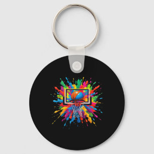 Colorful Basketball Tie Dye Hoop Net Slam Dunk Spl Keychain